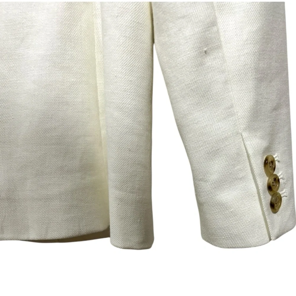 J. Crew Parke Blazer White Linen Classic Tailored Old Money Minimalist Fitted 6 - Picture 6 of 12